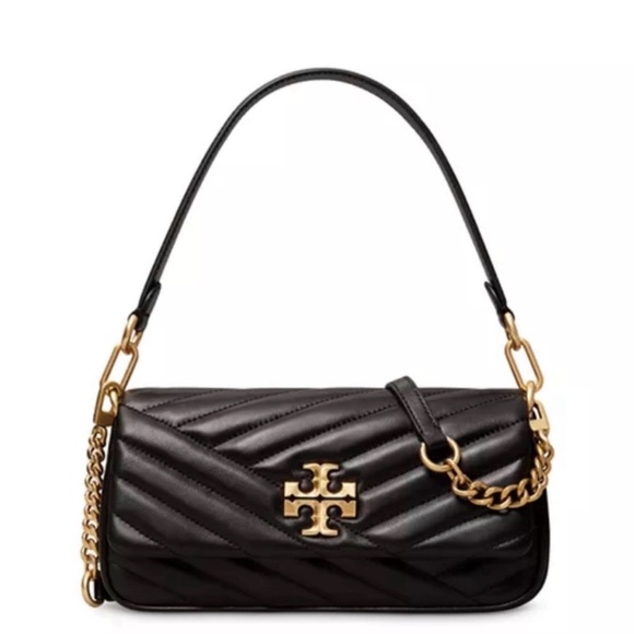 Tory Burch Kira Black Flap Chevron Bag small - Picture 2 of 11